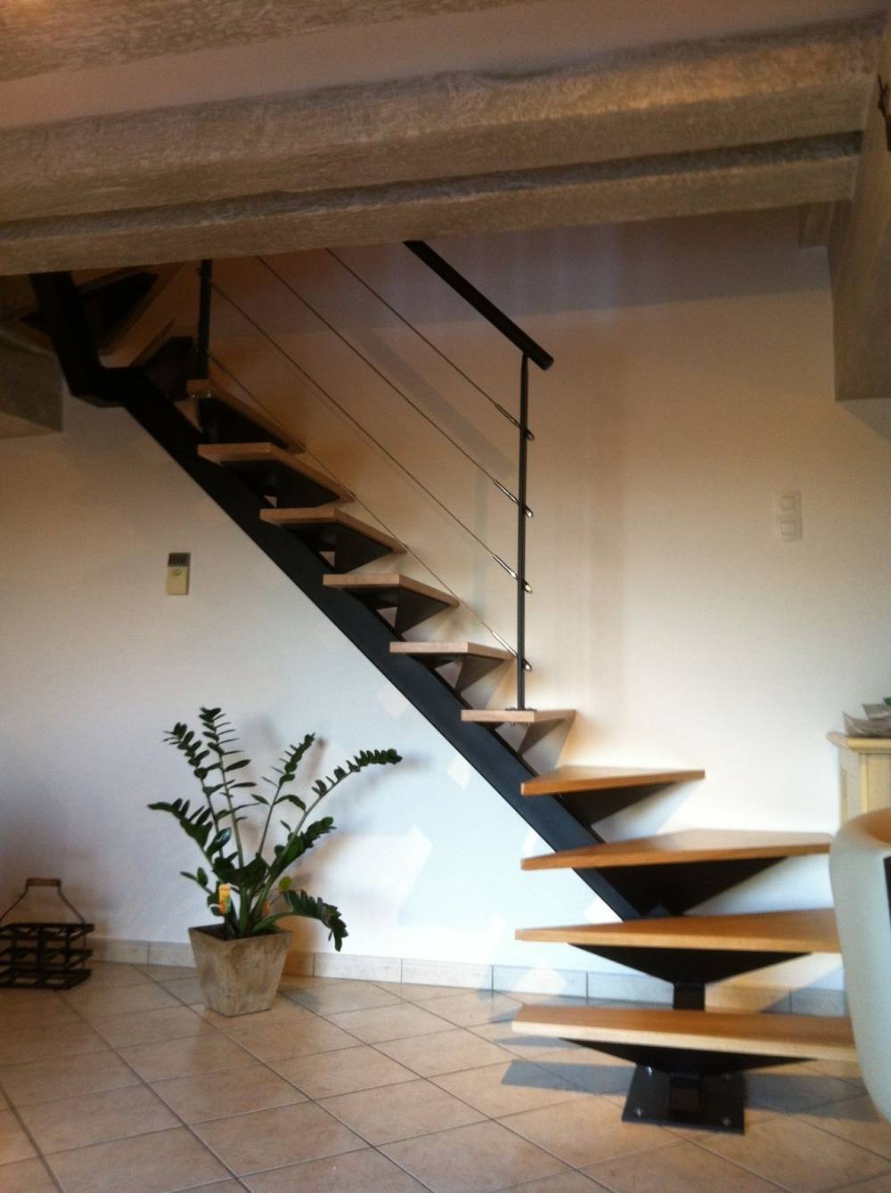 Escalier métal bois à Cossé-le-Vivien