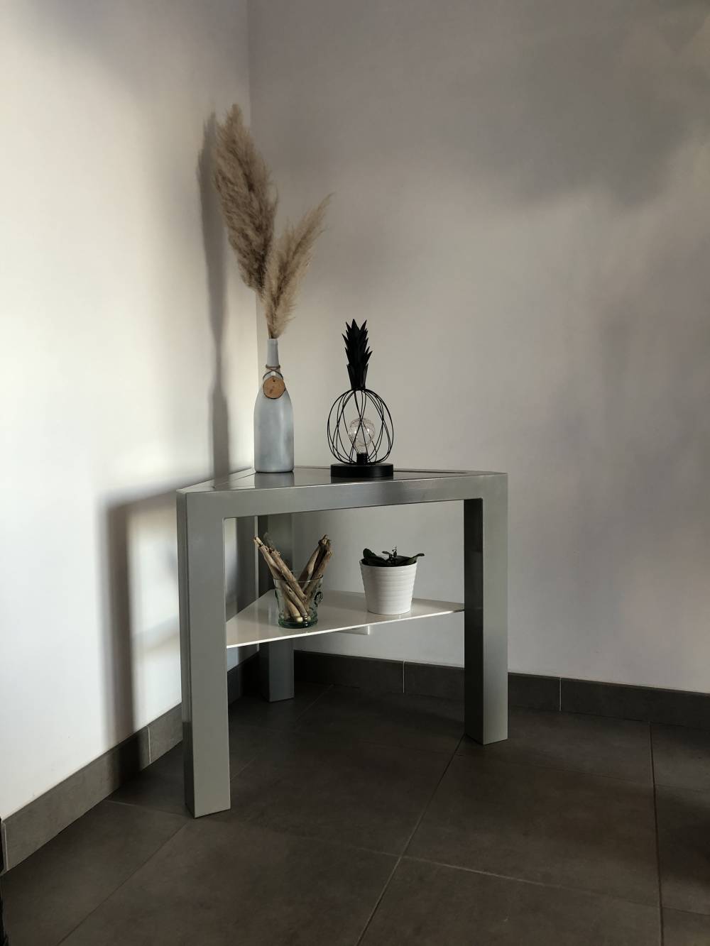 Meuble, console, d'angle métallique
